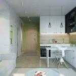 Дизайн студии 20 кв. м с кухней