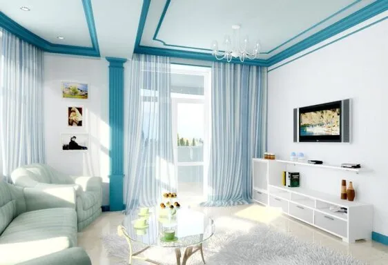 Интерьер гостиной в голубом цвете: идеи и рекомендации
